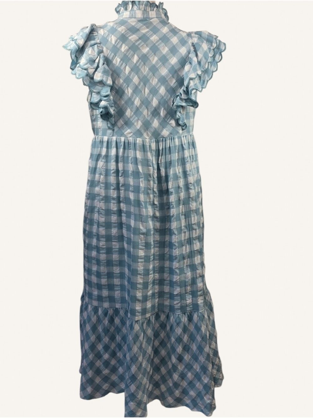 Umgee Blue Gingham Ruffle Midi Dress Small NWT Cottagecore Balletcore - Picture 4 of 8